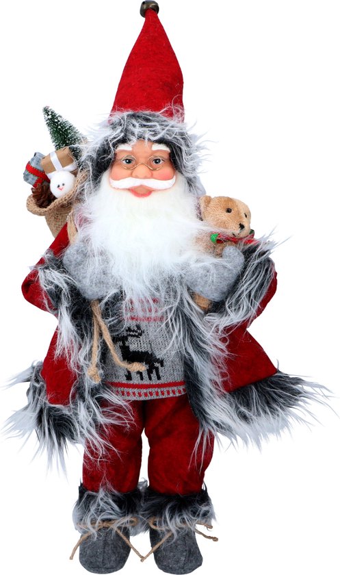 Kerstgeschenken Kerstman-Pop - Kerstversiering voor Binnen - 46cm - Rood