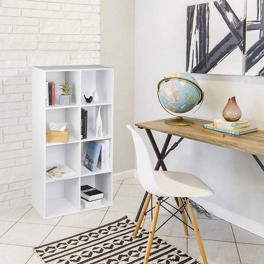 Woltu Boekenkast Staande Plank - MDF Wit - 60 x 29,5 x 121 cm - 8 Vakken Opbergruimte