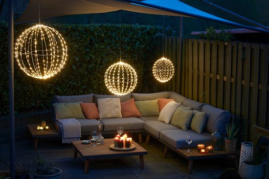 Luca Lighting Kerstverlichting Bal met Klassiek Witte LED Lampjes - Zilver - Ø60 cm