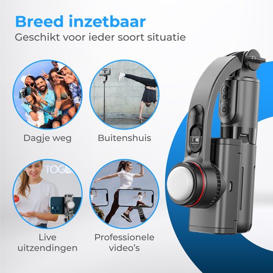 Nuvance - Gimbal Stabilisator voor Smartphone - Selfiestick - met Statief en Afstandsbediening - Tripod