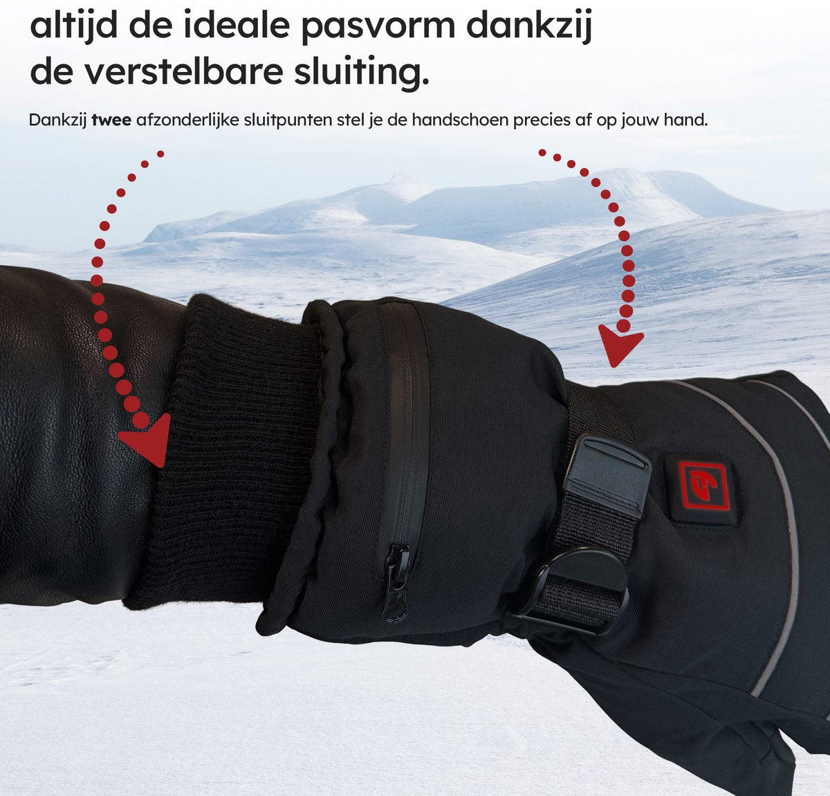 Saaf verwarmde handschoenen Pro M – 3 standen – Oplaadbaar – Water- en winddicht – Zwart – 28x11 cm