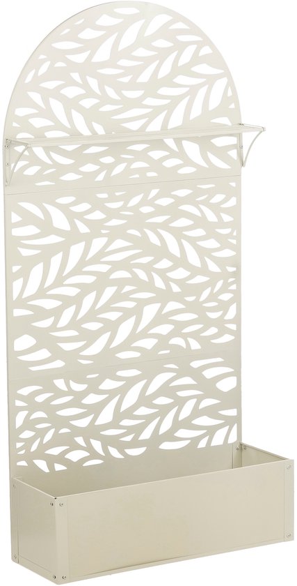 Mica Decorations Sapri Plantensteun - Plantenbak met Klimrek voor Klimplanten - Plantenstandaard Vrijstaand of tegen Muur - 90 x 33 x 180 cm - Off White