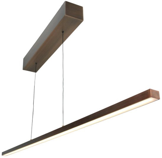 Hanglamp Bande 3994BR bronzen LED lamp 114cm breed met hoogte instelbaar systeem van Steinhauer, stijlvol en modern ontwerp in warme tint