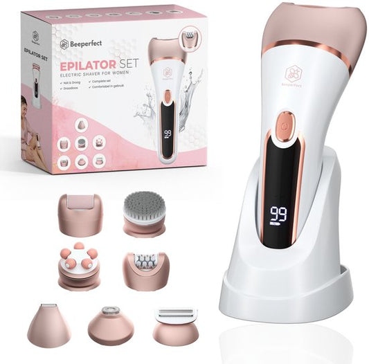 Beeperfect® 7 in 1 Epilator Voor Vrouwen - Scheerapparaat Vrouw - Bikinitrimmer - Oplaadbaar - Waterdicht - 7 Opzetstukken