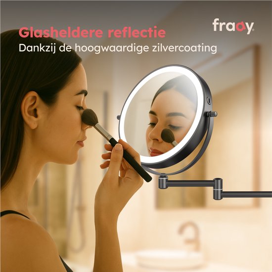 Fraay® Make Up Spiegel met LED Verlichting - 10x Vergroting - Licht - Oplaadbaar - Zwart