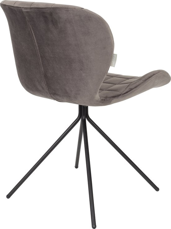 Zuiver OMG Velvet Eetkamerstoelen Grijs - Set van 2