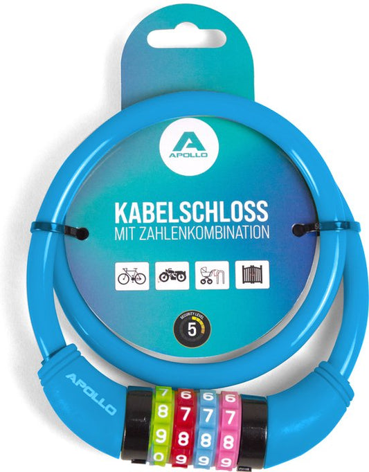 Apollo Kinderfietsenslot - ook voor scooters en loopfietsen - eenvoudig cijferslot voor kinderen, licht en veilig, scooterslot met code, zonder sleutel, ideaal scooter- & fietsaccessoire