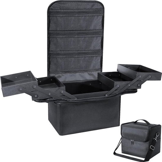 Make-up Organizer Box, Vanity Case, Cosmetische Opbergdoos - Professionele Grote Travel Makeup Artist Tas met Compartimenten - Vrouwen Vanity Beauty Kit Organizer voor Make-up Cosmetica, zwart
