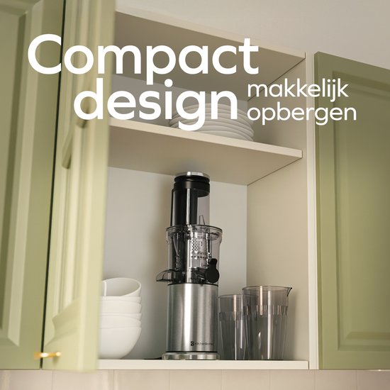 KitchenBrothers Slowjuicer - Verticaal - Juicer - Groenten en Fruitpers - 80 mm - 750 ml - Grijs