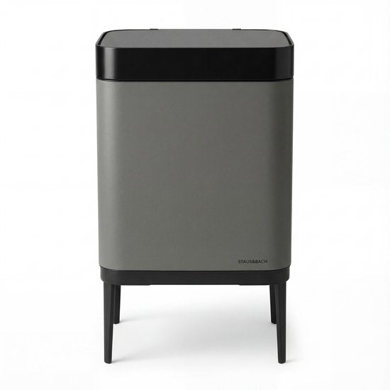Prullenbak 60 liter - Inclusief afvalscheiderringen 2x 30 liter - 2 vakken - RVS - Graphite grijs - 42x33x76cm - STAUS&BACH Nuvio