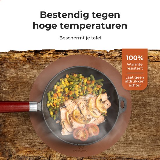 Castagnola Lederlook Placemats - Ronde Placemats - Antislip Placemat van Kunstleer - Waterafstotende Onderlegger - Onderzetter - 6 Stuks - Diameter 38 cm - Bruin