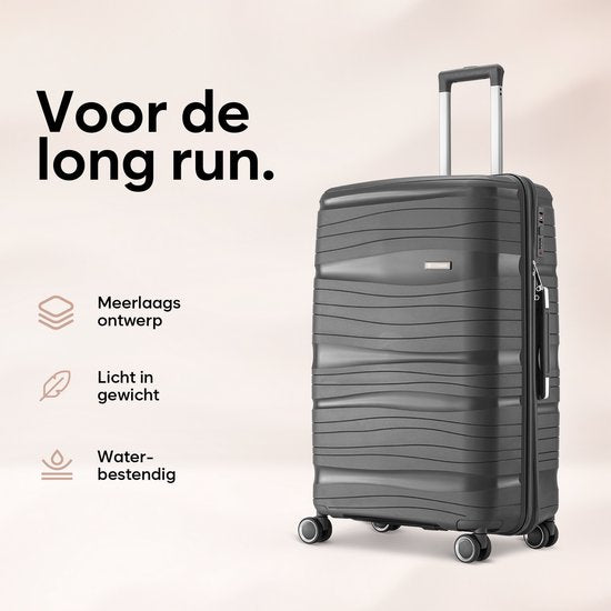 SC Travelin' Charm – 28-inch Grote Reiskoffer - Cijferslot - 41x24x69 cm - 98L - Lichtgewicht, Waterdicht & Duurzaam - Antraciet V2