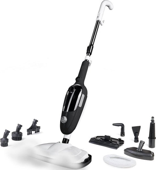 URGOODS Stoomreiniger – Incl. Opzetstukken & Microvezeldoeken – 1300 W – 20 x 45 x 180 cm – Zwart