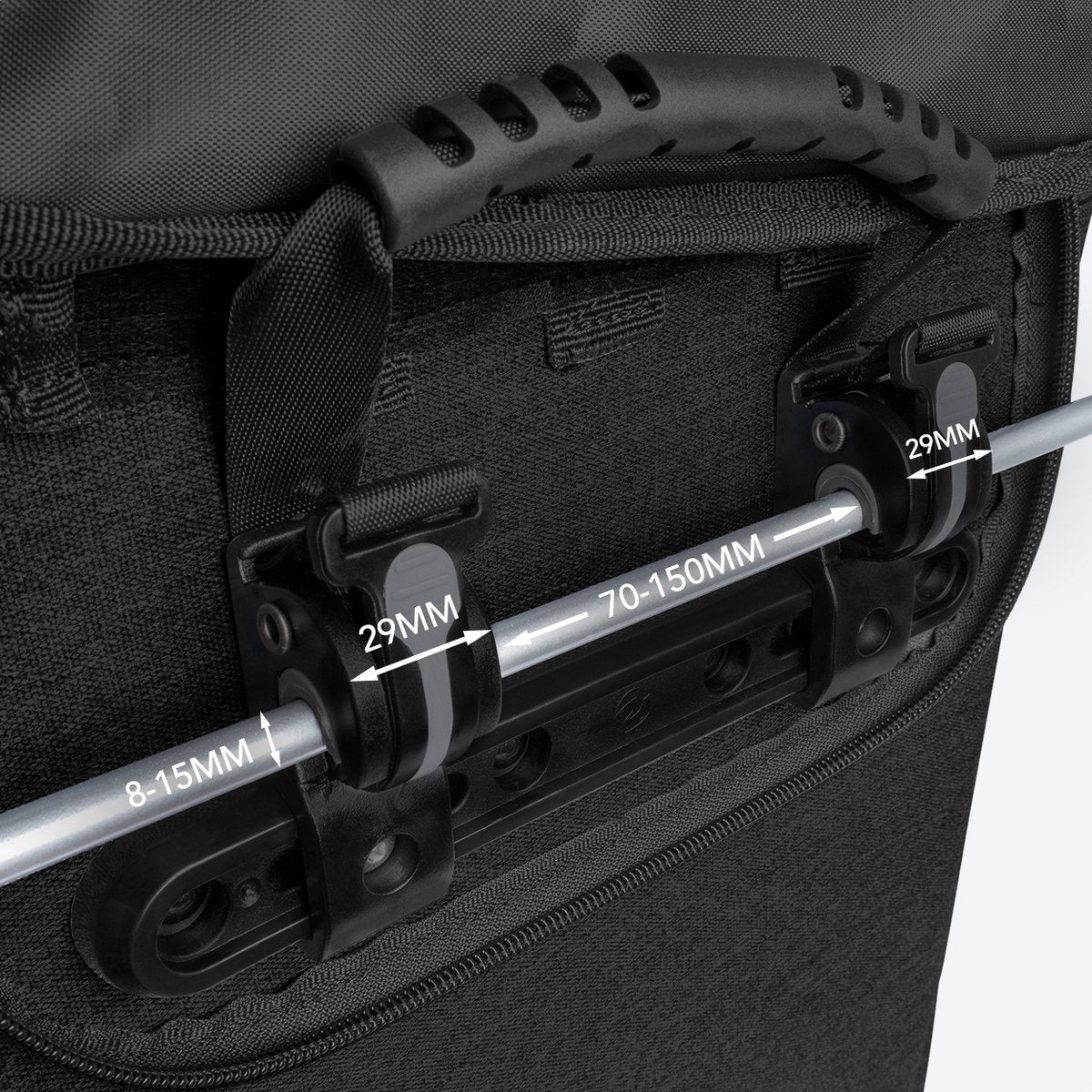 LifeGoods Enkele Fietstas - Compact - Schoudertas en Rugtas - 25L - Ronde Bagagedragers - Waterdicht - Zwart