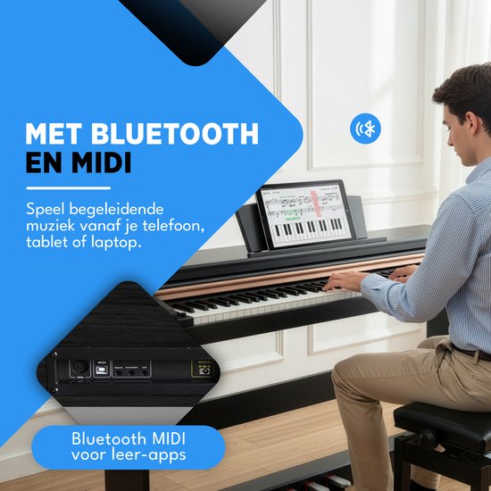 Finesse Digitale Piano - 88 Gewogen Toetsen - met Frame, Pedalen & Kruk - Keyboard Piano - Elektrische Piano - Volwassene & Kind