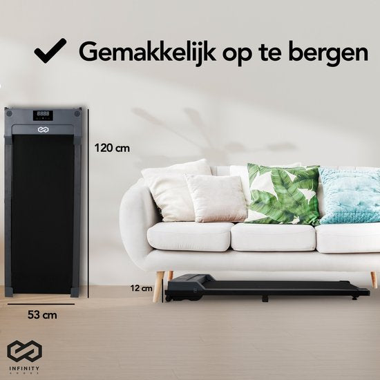 Infinity Goods Loopband Voor Thuis - Met Bluetooth - 1-6 km/u - 120 x 53 x 12 cm - Antraciet