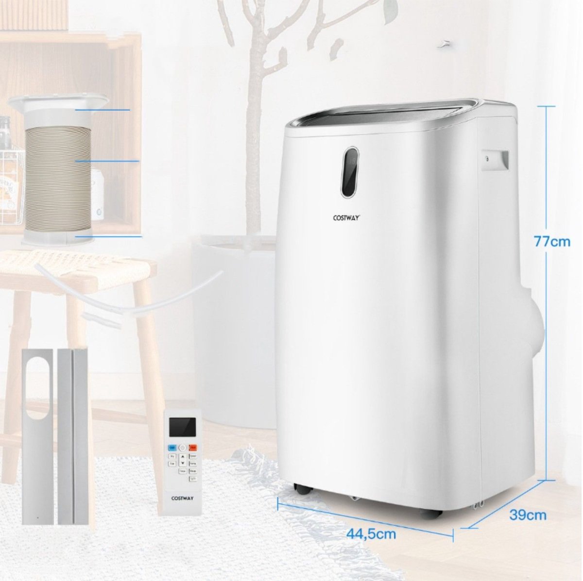 Coast Draagbare Airconditioner (5-in-1) - 14.000 BTU, 40 m² Bereik & Laag Geluidsniveau - 44,5 x 39 x 77 cm - ABS - Wit