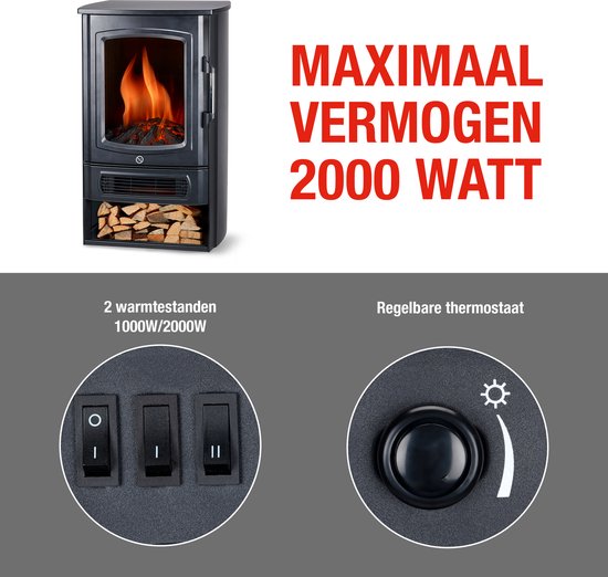 alpina Elektrische Sfeerhaard Helsinki ND-183 - Elektrische Haard met Verwarming - LED Vlammeneffect