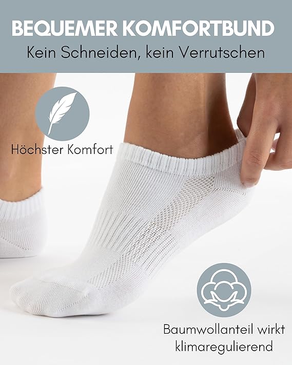 Heldenwerk 10 paar premium sneakersokken voor dames en heren - Korte sokkenset van gekamd katoen - Maat 39-42