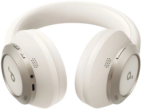 soundcore by Anker Space One Pro Draadloze Over-ear Koptelefoon Wit - Headphones - Active Noise Cancelling, Multipoint Connection, 60 uur Accuduur, Bluetooth 5.3, LDAC, Hi-Res Certified, klein opvouwbaar