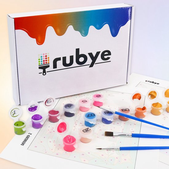 Rubye® Schilderen Op Nummer Volwassenen – Gin Tonic - Cocktails – Inclusief Verf en Penselen – Canvas Schildersdoek - Kleuren op Nummer - Dubbele Set - 15x20cm