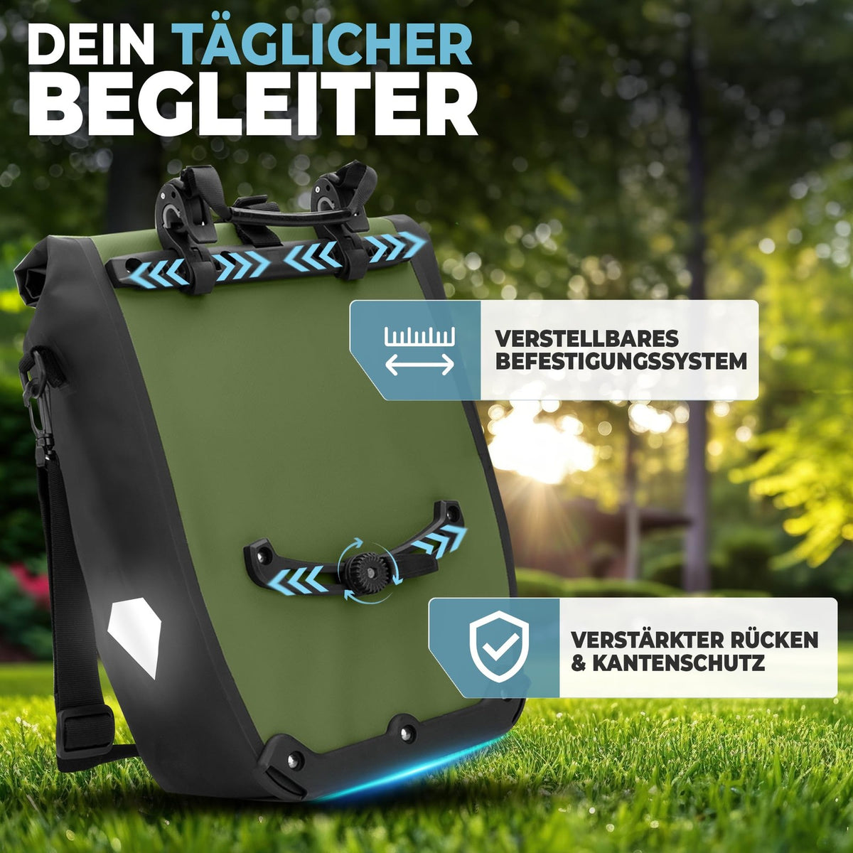 radgeist Fietstas voor Bagagedrager Waterdicht - met Reflectoren - 2-in-1 Zijtas