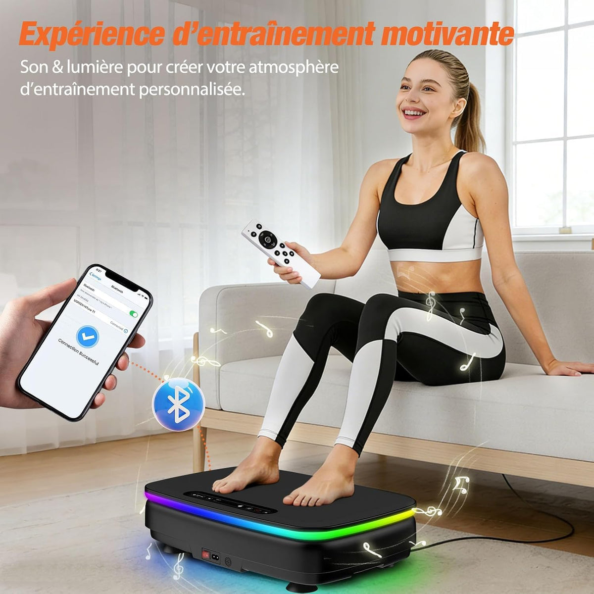 DH FitLife Trilplatform – 99 Snelheidsniveaus, Bluetooth, LED-verlichting en Weerstandsbanden – Zwart