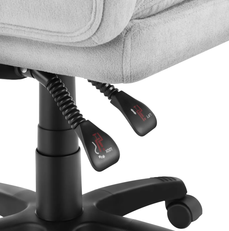 tectake Bureaustoel Jillien met Voetsteun – Ergonomisch – Velours – Grijs