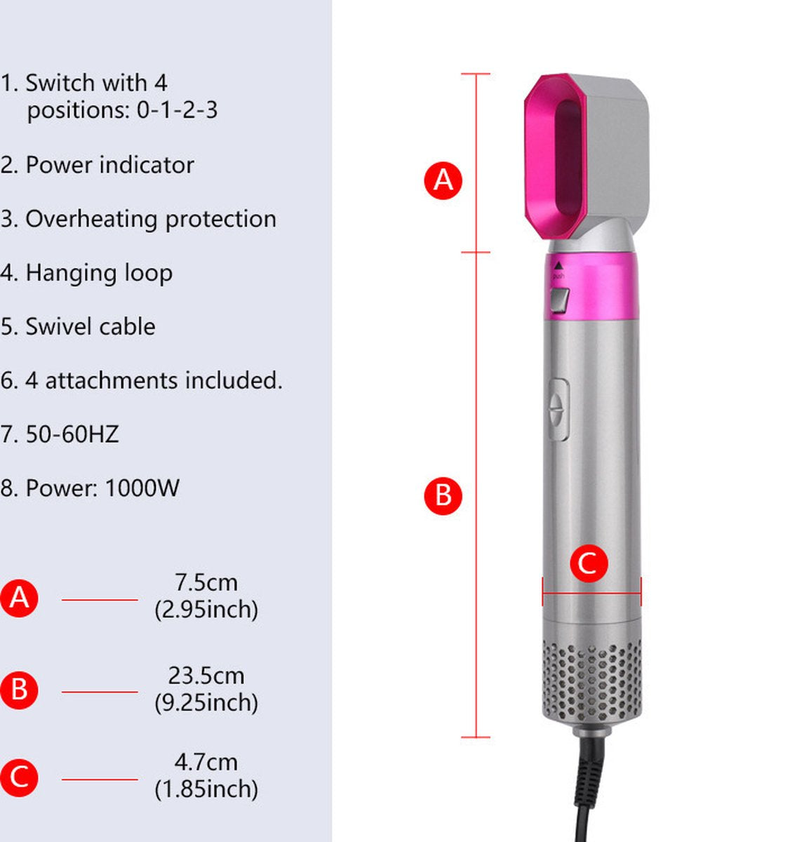 YiKo - Föhnborstel - Stijlborstel - 5-IN-1 Set- Krulborstel - Magic brush - Haardroger - Föhn - Multistyler - Automatische Krultang
