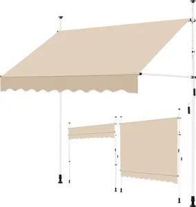 Yaheetech Klemmmarkise 250 × 180 cm – höhenverstellbar, mit Handkurbel, beige