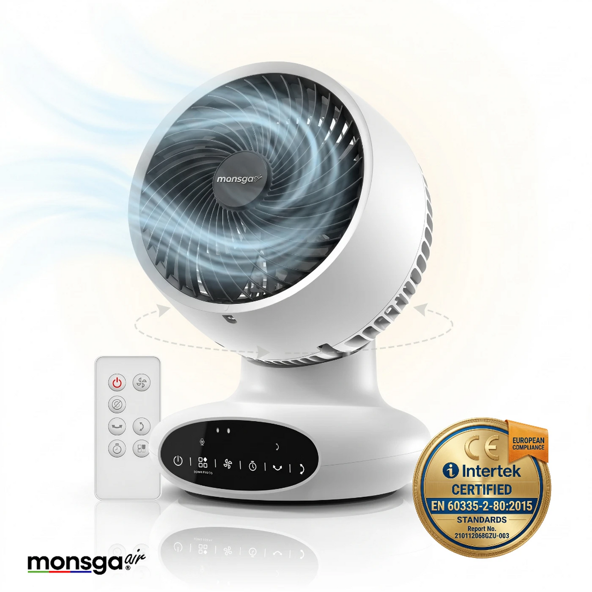 MONSGA AC100 Luchtcirculator Ventilator - Ultra Stil 25dB - 5 Standen - Timer & Slaapstand