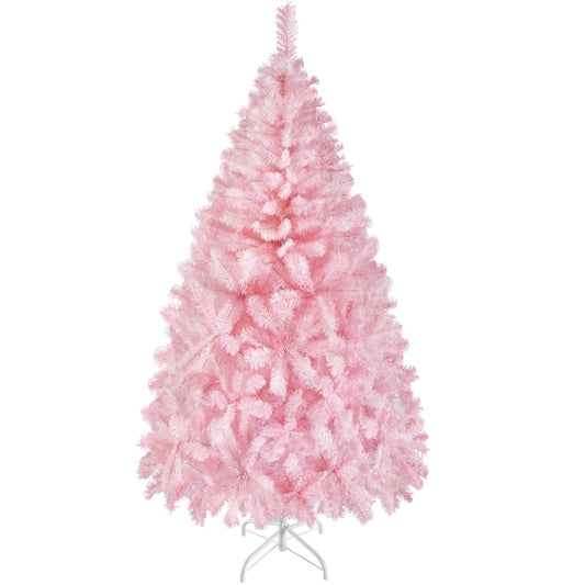 Yaheetech Kunstkerstboom Roze – 110 x 110 x 183 cm – Voorzien Van 598 Takpunten En Inklapbare Metalen Voet En Beschermende Gummikappen – Voor Woonkamer En Feestdagen – Roze PVC En Metaal