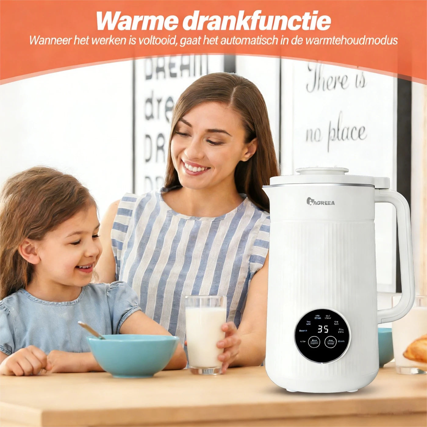 Iagreea Notenmelkmaker 8-in-1 1000ml - Soja & Havermelkmaker met Verwarmingsfunctie - Wit