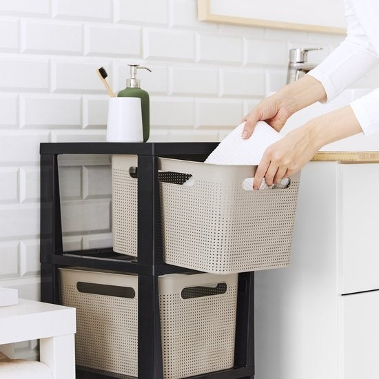Rotho Tower Brisen - design ladekast 3 x 16 L met wielen - Cappuccino