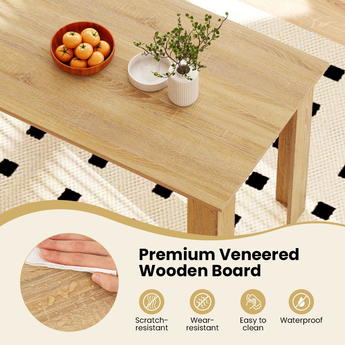 Coast Eettafel - rechthoekig - 4 tot 6 personen - hout - natuur - 120 x 70 x 75 cm