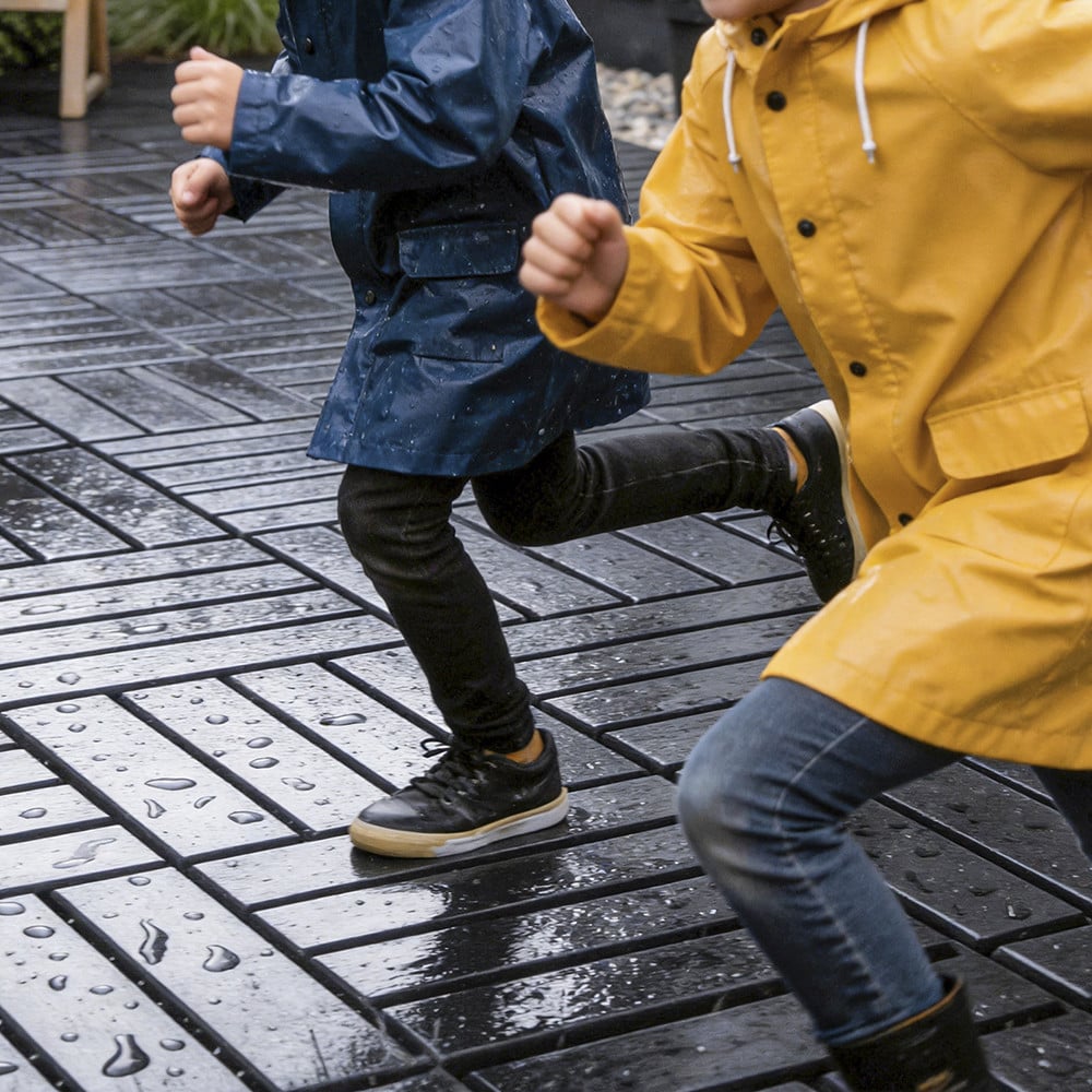 SoBuy Kunststof Vloertegels Zwart - Kliksysteem - Antislip Houtlook - Draagkracht 113 kg
