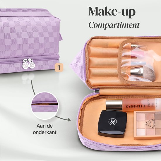 SC Travel Essentials - Toilettas en Make-up Organizer - Waterdicht en Compact - Geschikt voor Reis en Dagelijks Gebruik - Unisex - Paars