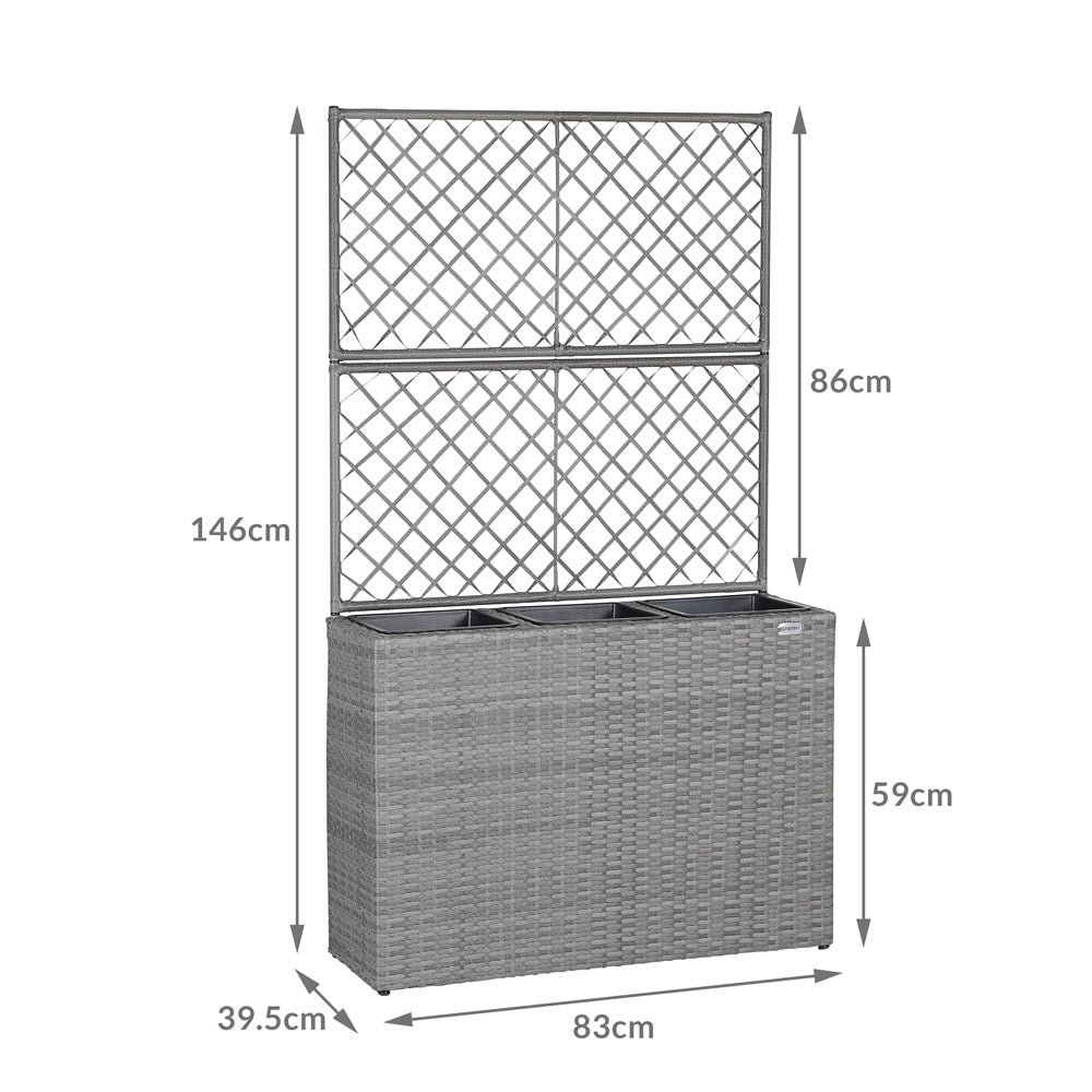 Casaria Polyrattan bloembak met hekwerk Grijs
