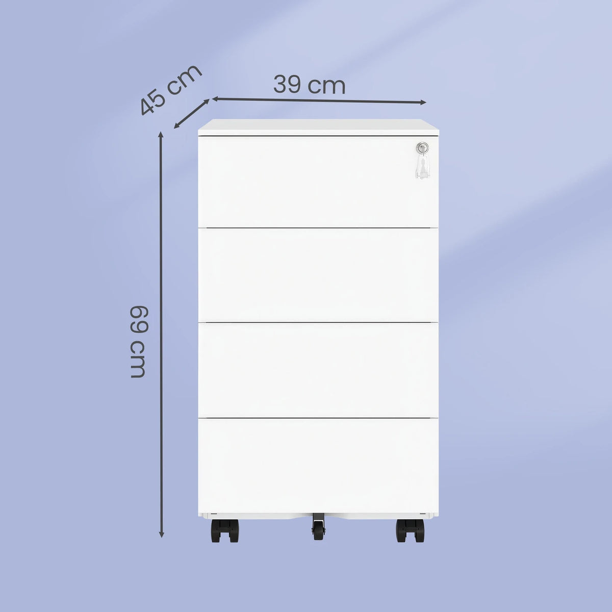 JOYFURNOS Mobiele Archiefkast Wolkenwit 4 Laden Afsluitbaar 39 x 45 x 69,3 cm
