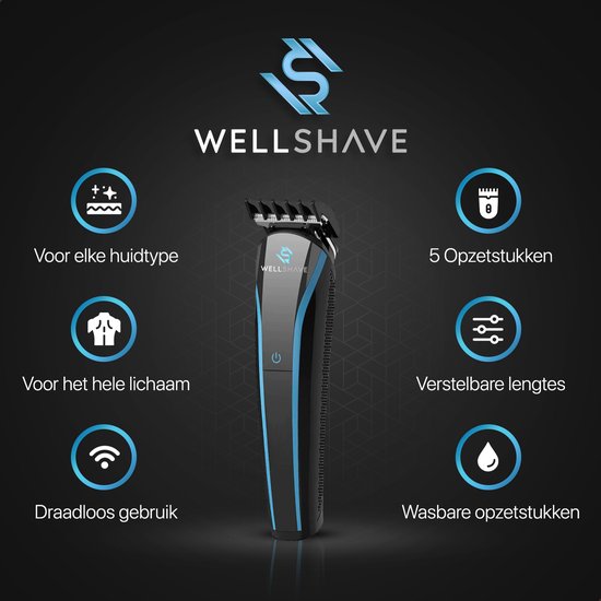 Wellshave 5 in 1 Baardtrimmer Mannen - Trimmer Baard en Lichaam - Bodytrimmer heren - Bodygroomer mannen