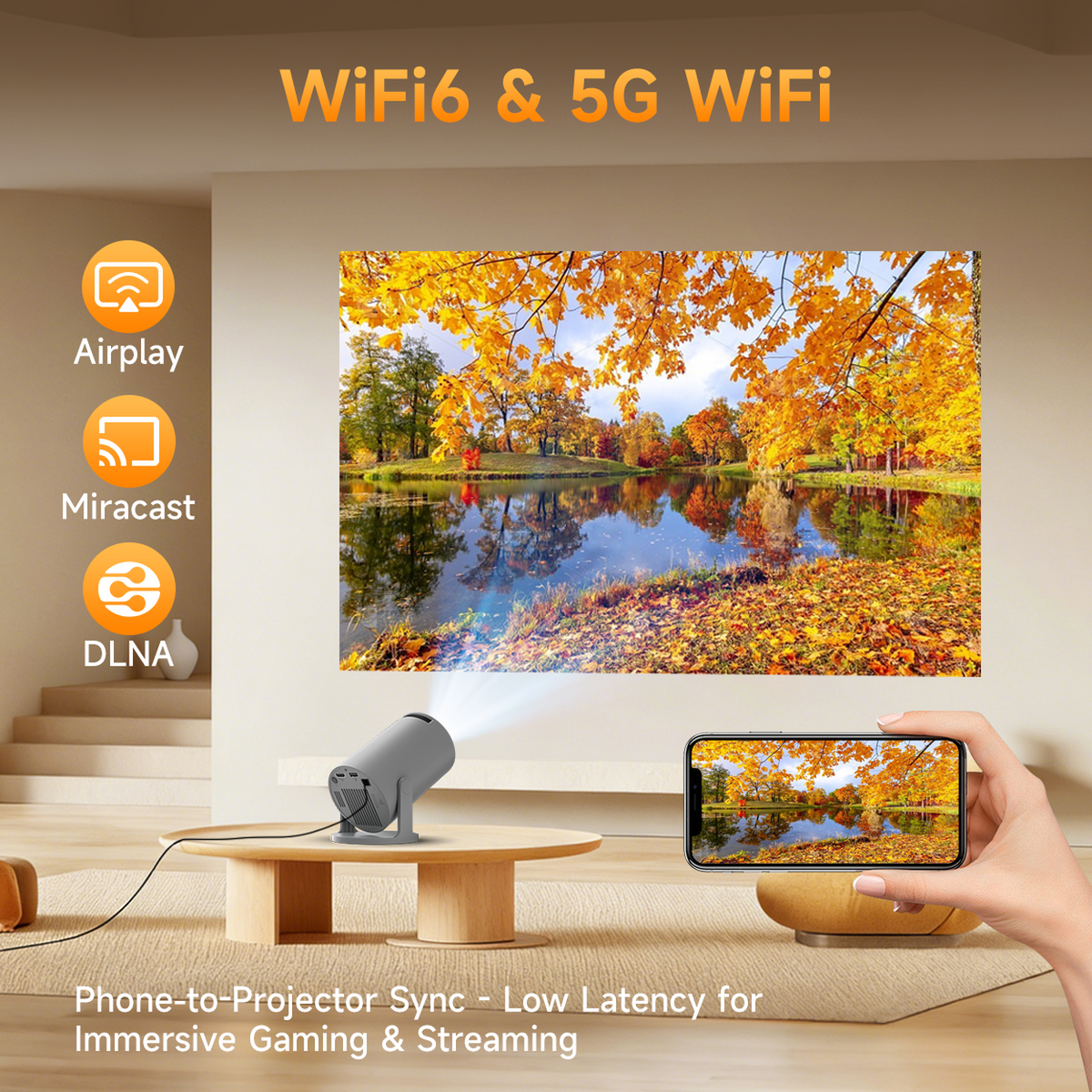 Magcubic HY300 Pro Mini Beamer met WiFi 6 en Bluetooth 5.4 - Android 14 - 290 ANSI - Grijs