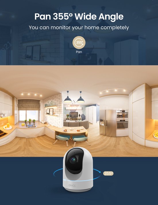 GNCC P1 Wifi Babyfoon met Camera - Met App - 1080P - Bidirectionele Audio - Super IR Nachtzicht - Bewegingsdetectie - Sirene - Wit