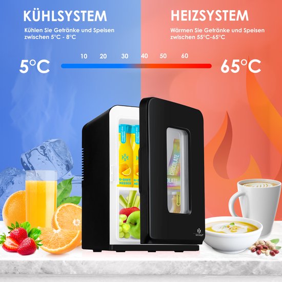 KESSER® K-MKS-2076 - Mini-koelkast - 15 Liter - AC DC 220-240V en 12V - Verwarmingsfunctie - Zwart