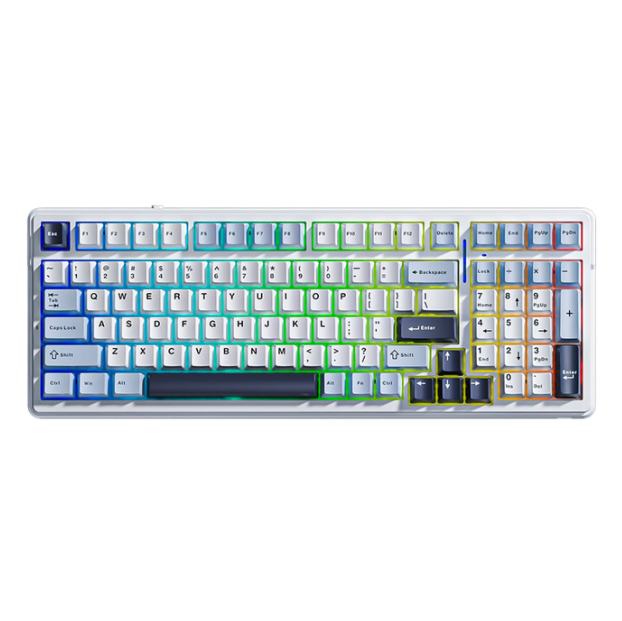 AULA F99 Draadloos Mechanisch RGB Toetsenbord - Lichtblauw & Grijs - 99 Toetsen Tri-Mode