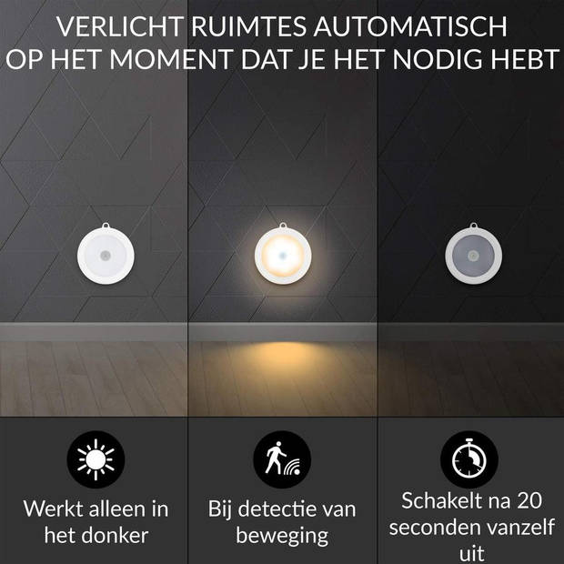 Iqonic - 3 Pack Draadloze Ledlamp - Warm Wit - 8x8x1.7 cm