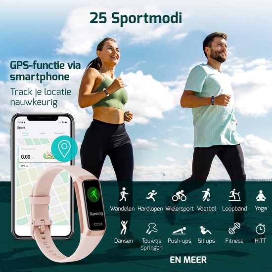 FITAGE Stappenteller - Activity Tracker - Stappenteller Horloge - Smartwatch - Dames en Heren - Roze