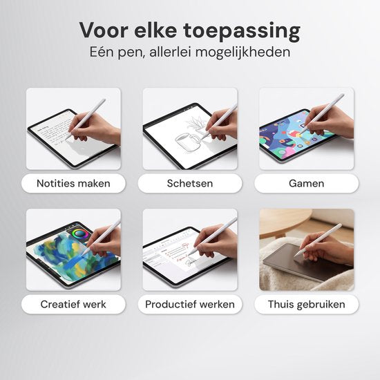 Nuvance Stylus Pen - Geschikt voor Apple iPad 2018-2026 - Touchscreen Pen - Incl. 6 Punten - Pencil