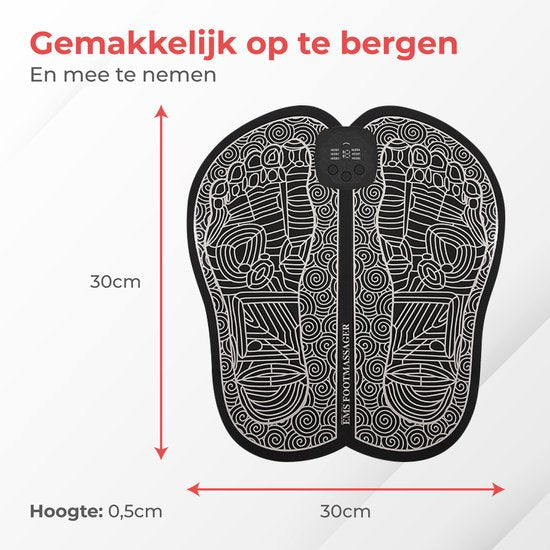 Nuvance - Voetmassage Apparaat met Display - EMS Massage Mat - Stimuleert Bloedsomloop - Massageapparaten - Draadloos - 54 standen - Zwart