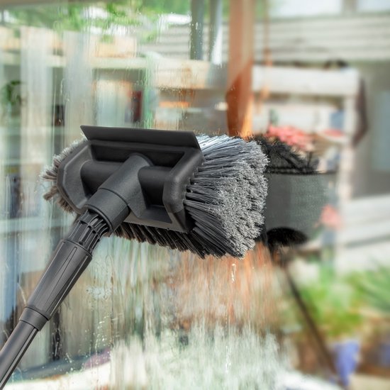 VONROC 3K Full Carbon Telescopische Wasborstel - 7.5 meter - Incl. 5-vlaks borstelkop, 11m waterslang en zeepdispenser