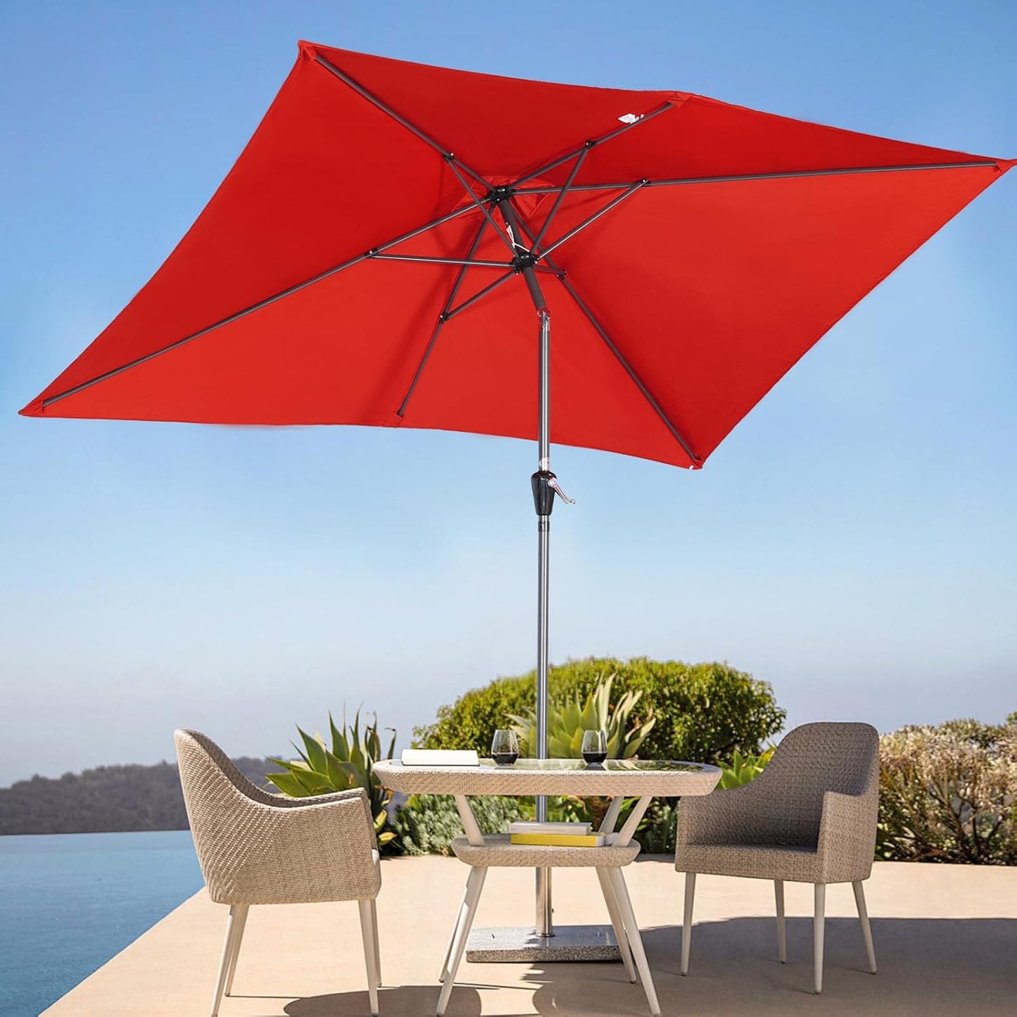 Angel Living Tuinparasol - 2 x 3 m - Aluminium - Kantelbaar - Rood